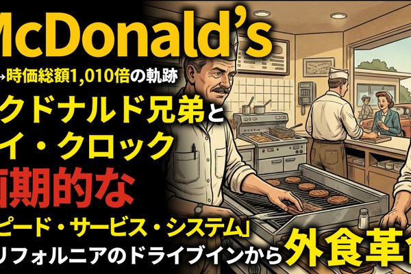マクドナルド創業期を西口一希が解説。時価総額約1,010倍の軌跡、マクドナルド兄弟の革新とレイ・クロックが広めた「ファストフード革命」とは
