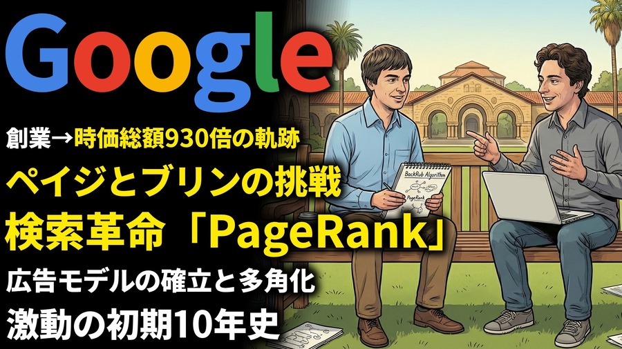 Google創業期を西口一希が解説。時価総額約930倍の軌跡、ラリー・ペイジとセルゲイ・ブリンの技術革新から始まった「検索革命」とは