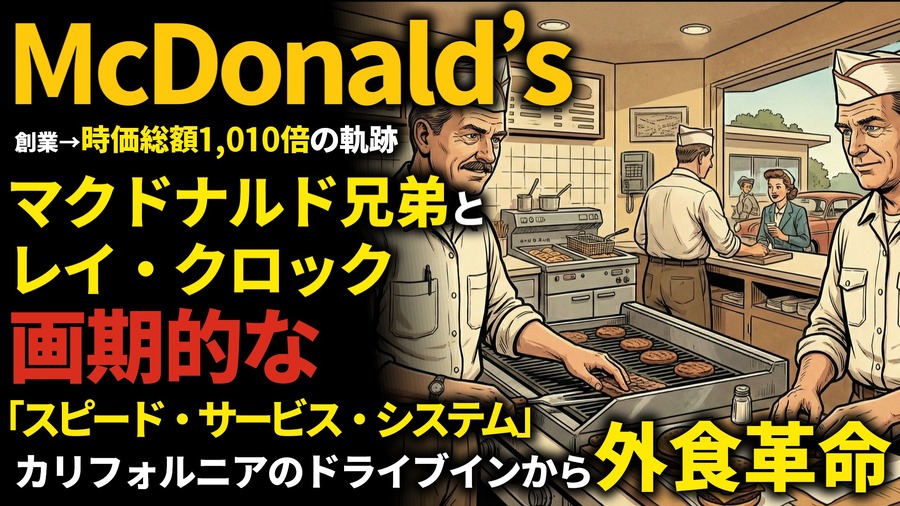 マクドナルド創業期を西口一希が解説。時価総額約1,010倍の軌跡、マクドナルド兄弟の革新とレイ・クロックが広めた「ファストフード革命」とは