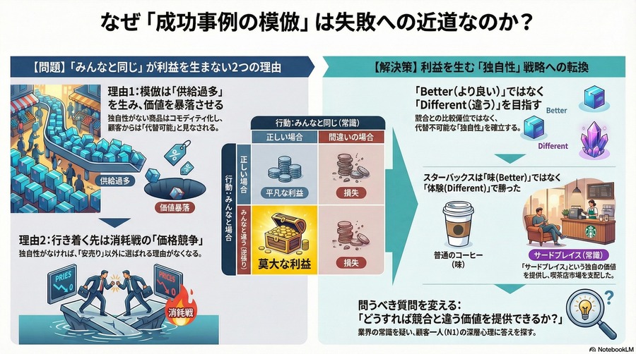 なぜ、成功事例を真似ると失敗するのか？「みんなと同じ」が一番危険な3つの理由
