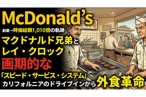 マクドナルド創業期を西口一希が解説。時価総額約1,010倍の軌跡、マクドナルド兄弟の革新とレイ・クロックが広めた「ファストフード革命」とは 画像