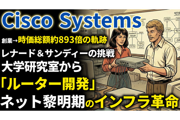 シスコ創業期を西口一希が解説。時価総額約893倍の軌跡、スタンフォード大学の「ルーター」開発から始まったインターネット革命とは 画像