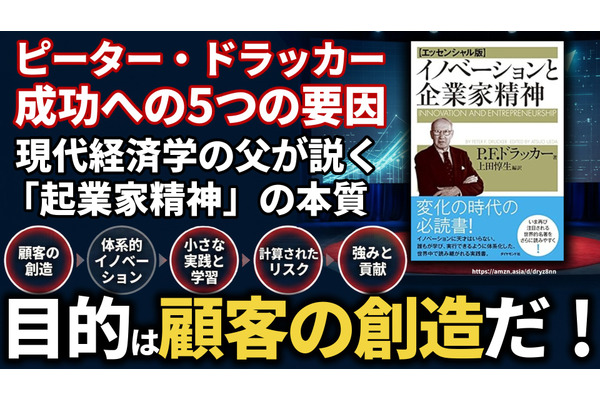 ピーター・ドラッカーの成功への5つの要因とは。現代経済学の父が説く「起業家精神」の本質 画像