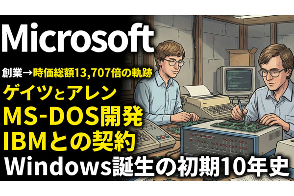 マイクロソフト創業期を西口一希が解説。時価総額13,707倍の軌跡、ビル・ゲイツとポール・アレンはいかにMS-DOSを開発し、IBMとの契約に至ったのか。Windowsはどのように誕生した？ 画像