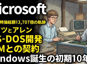マイクロソフト創業期を西口一希が解説。時価総額13,707倍の軌跡、ビル・ゲイツとポール・アレンはいかにMS-DOSを開発し、IBMとの契約に至ったのか。Windowsはどのように誕生した？ 画像